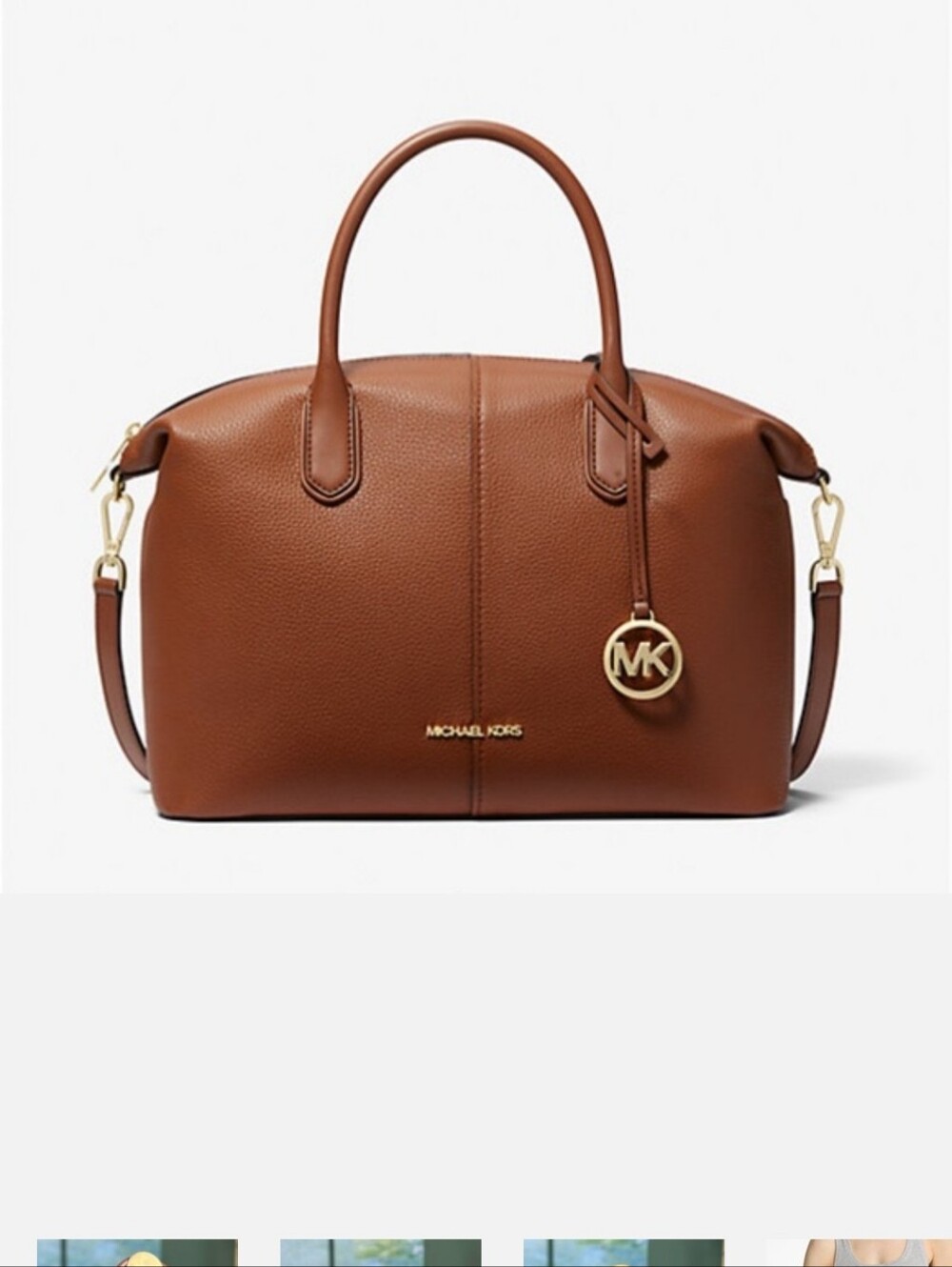 Michael Kors Hyde Large Pebbled Leather Satchel with Gold Hardware